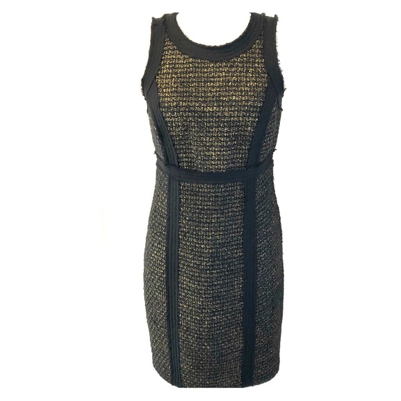 Michael Kors Black and Gold Tweed Shift Dress - Picture 1 of 8